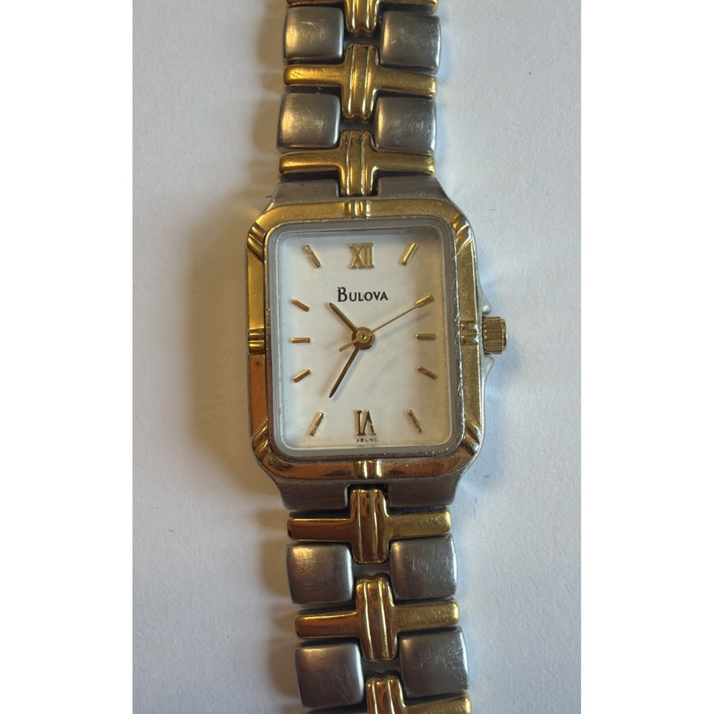 Bulova Women's Watch Quartz White Dial Two Tone Stainless Steel Tank 26mm
